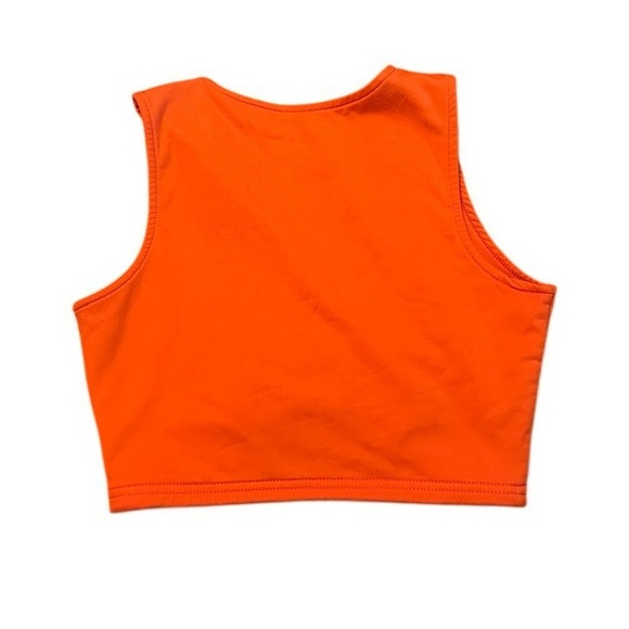 Women’s Orange Ring Gathered Crop Top V-Neck Sleeveless Small - Picture 3 of 9